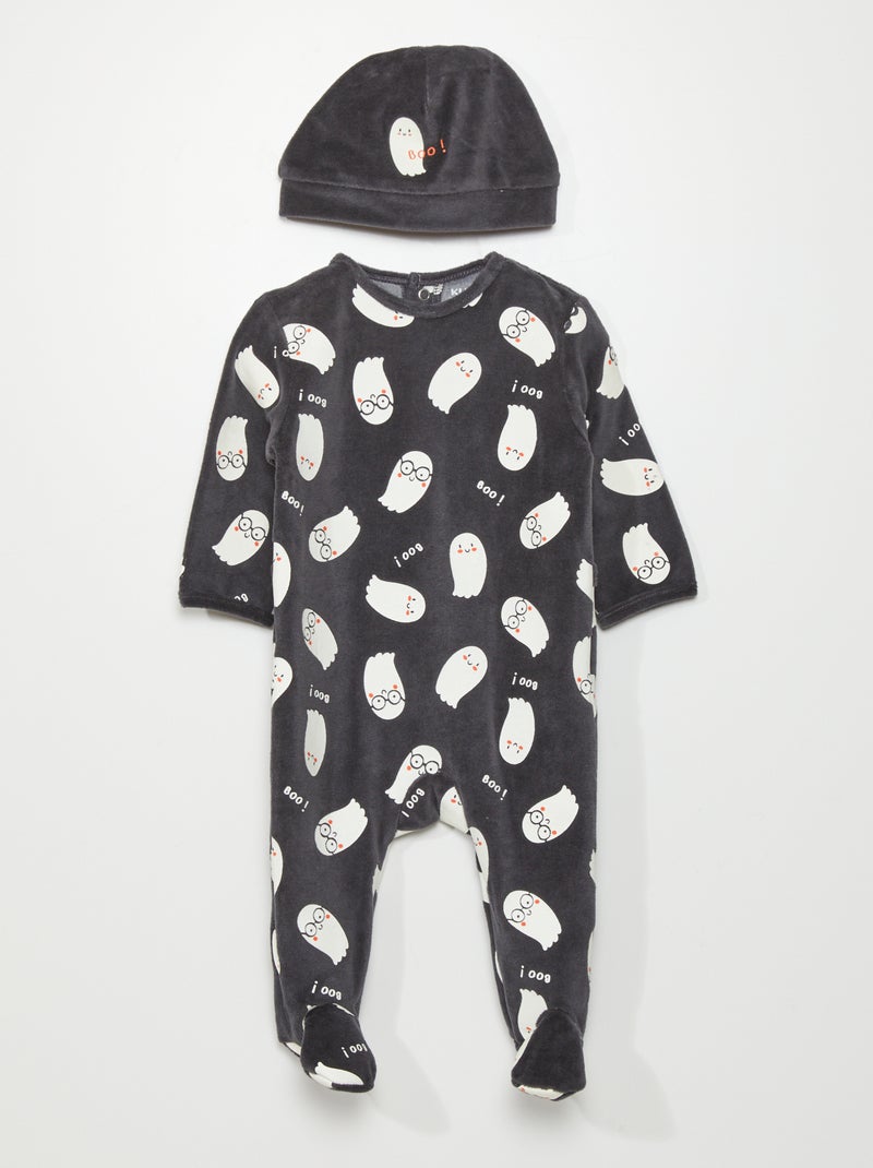 Babygrow de veludo com estampado - Halloween PRETO - Kiabi