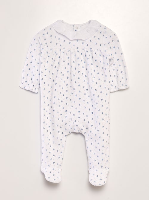 Babygrow de veludo com estampado às flores - Kiabi