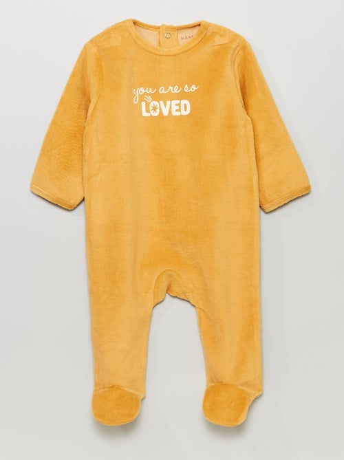 Babygrow de veludo com mensagem estampada - Kiabi