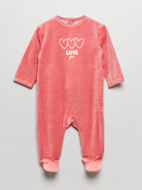 Babygrow de veludo com mensagem estampada - Kiabi