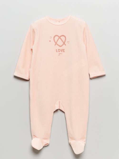 Babygrow de veludo com mensagem estampada - Kiabi