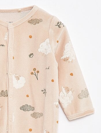 Babygrow de veludo com motivo all-over