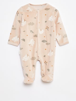 Babygrow de veludo com motivo all-over