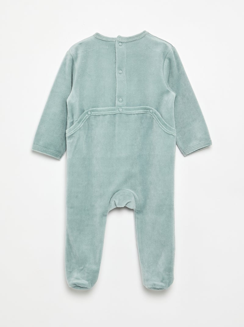 Babygrow de veludo com pés Azul - Kiabi