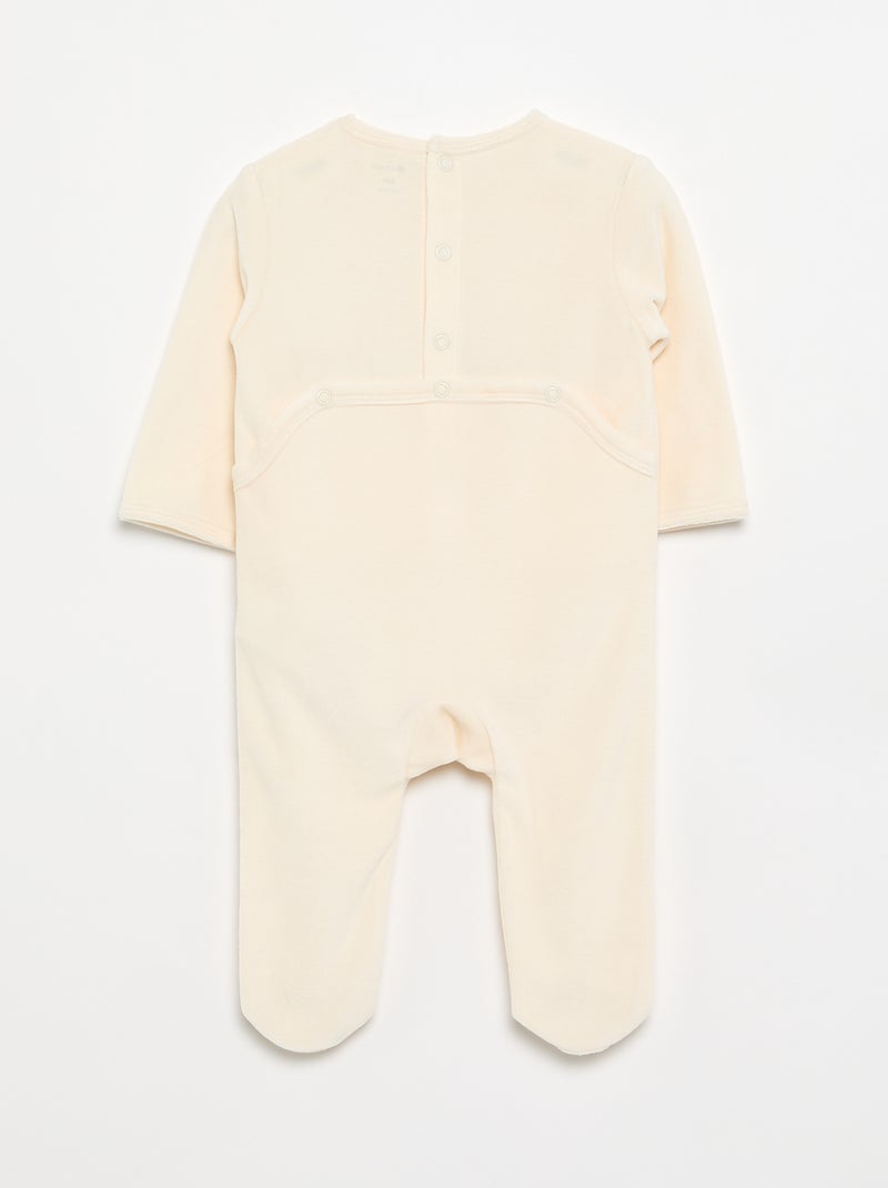 Babygrow de veludo com pés Branco - Kiabi