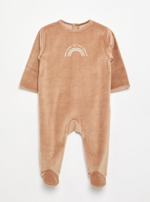 Babygrow de veludo com pés - Kiabi