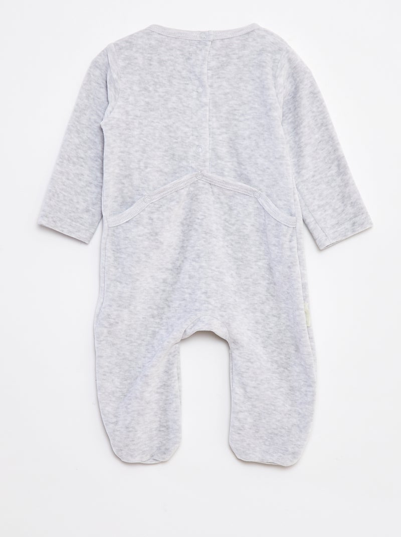 Babygrow de veludo com pés Cinza - Kiabi