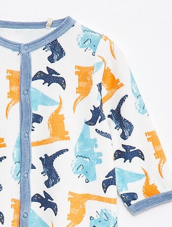 Babygrow de veludo com pés e motivo