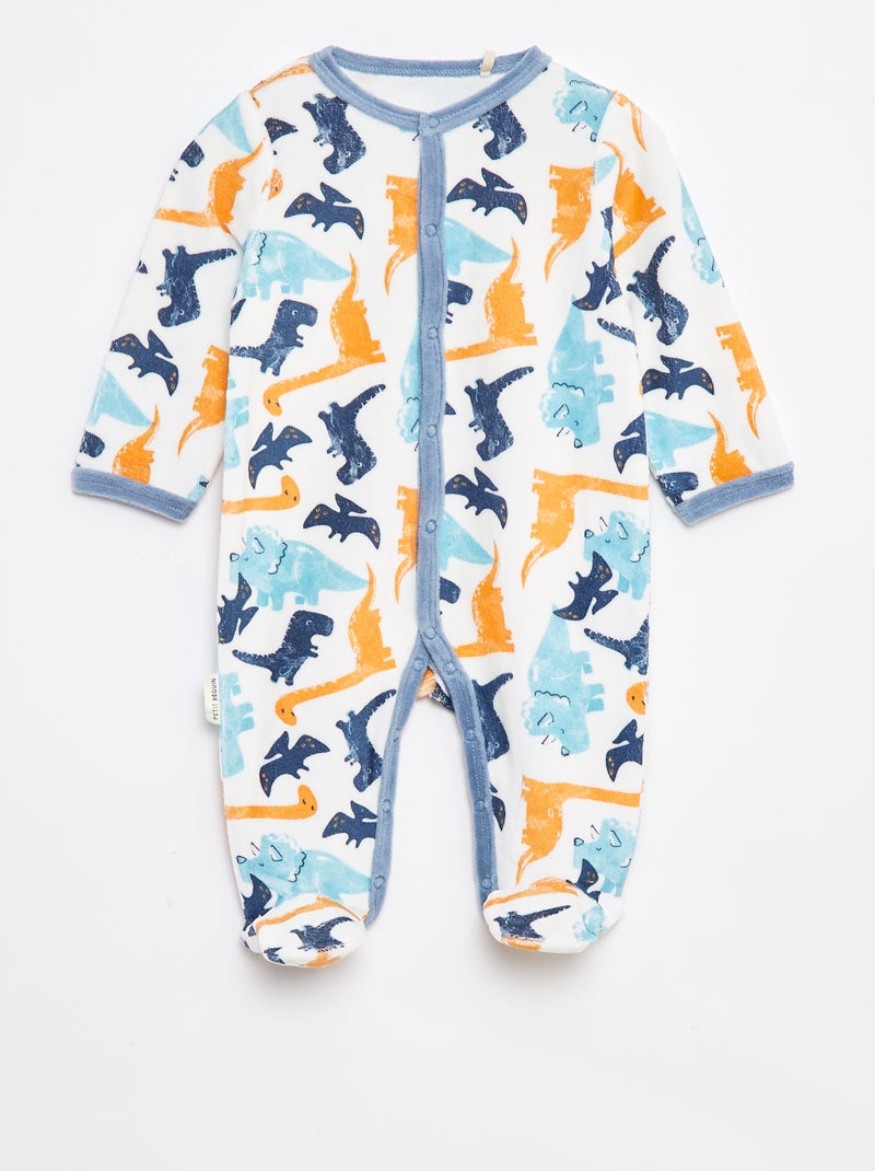Babygrow de veludo com pés e motivo Bege - Kiabi