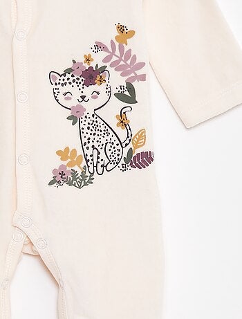 Babygrow de veludo com pés estampado 'gato'
