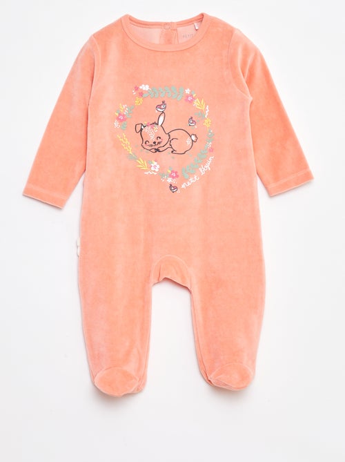 Babygrow de veludo com pés - Kiabi