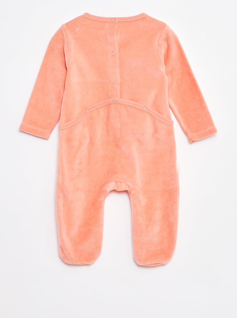Babygrow de veludo com pés Laranja - Kiabi