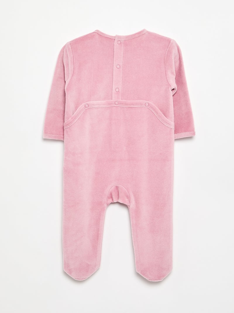 Babygrow de veludo com pés Rosa - Kiabi