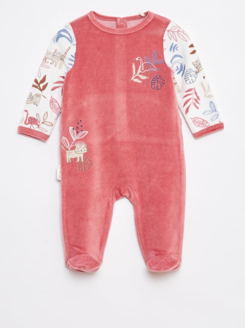 Babygrow de veludo com pés - Kiabi