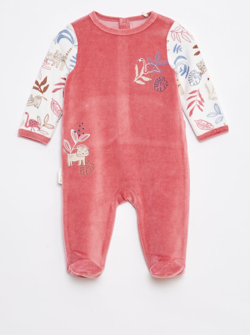 Babygrow de veludo com pés Vermelho - Kiabi