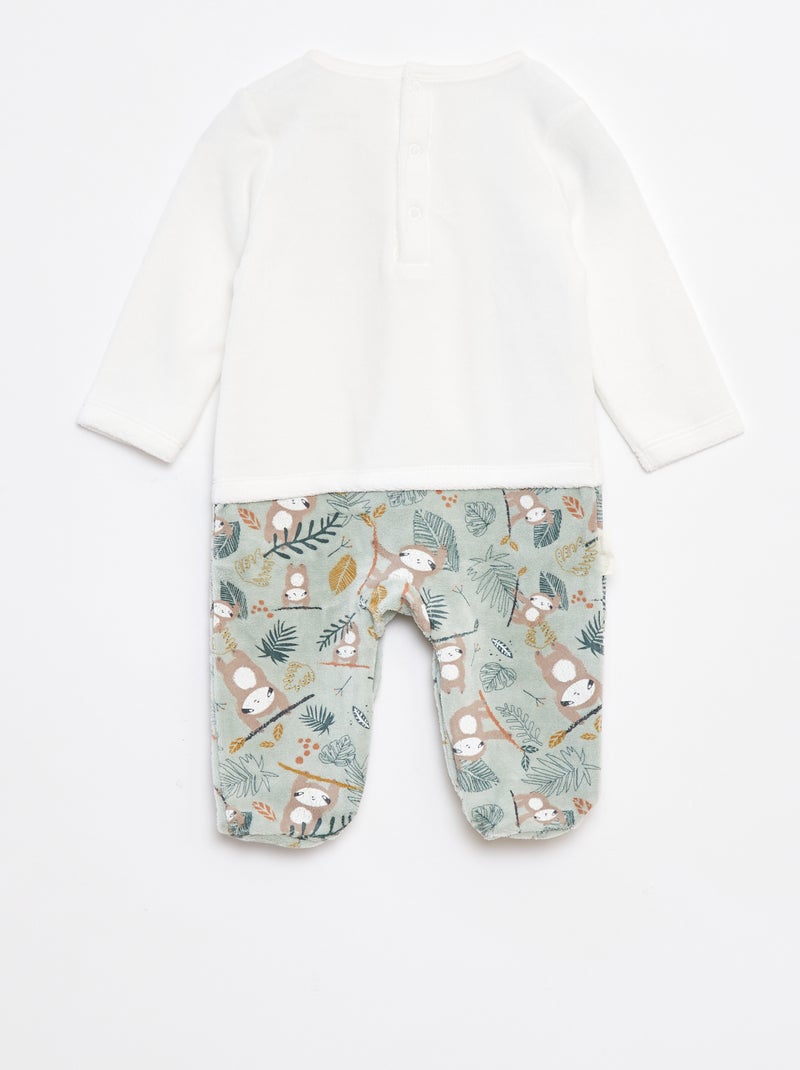 Babygrow efeito 2 em 1 de veludo com pés Bege - Kiabi