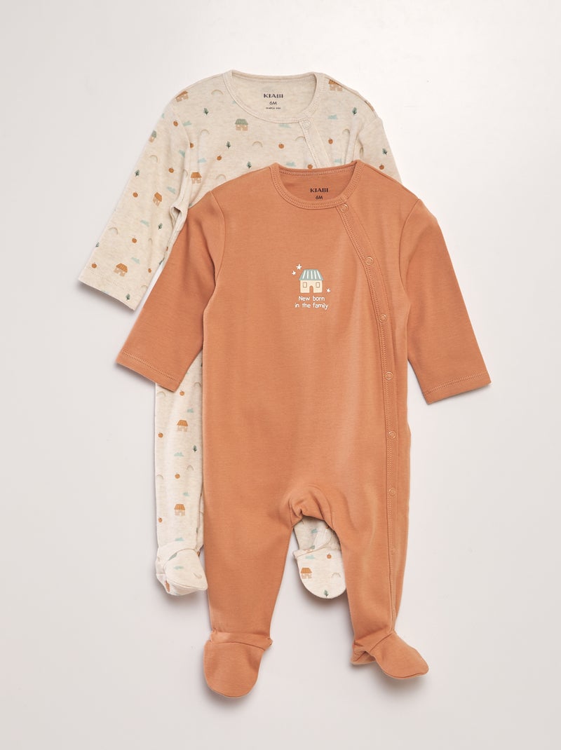 Babygrow em jersey - Lote de 2 BEGE - Kiabi