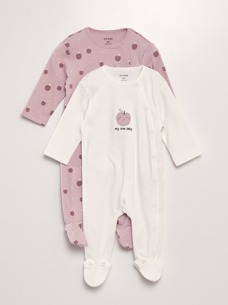 Babygrow em jersey - Lote de 2 ROSA - Kiabi