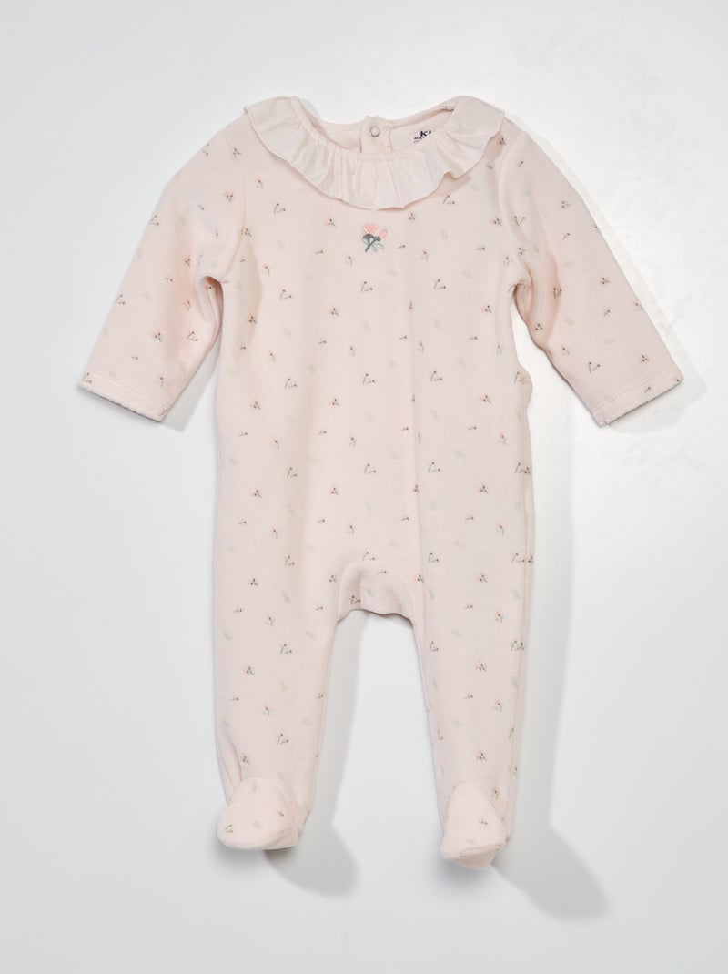 Babygrow em malha polar com folhos ROSA - Kiabi
