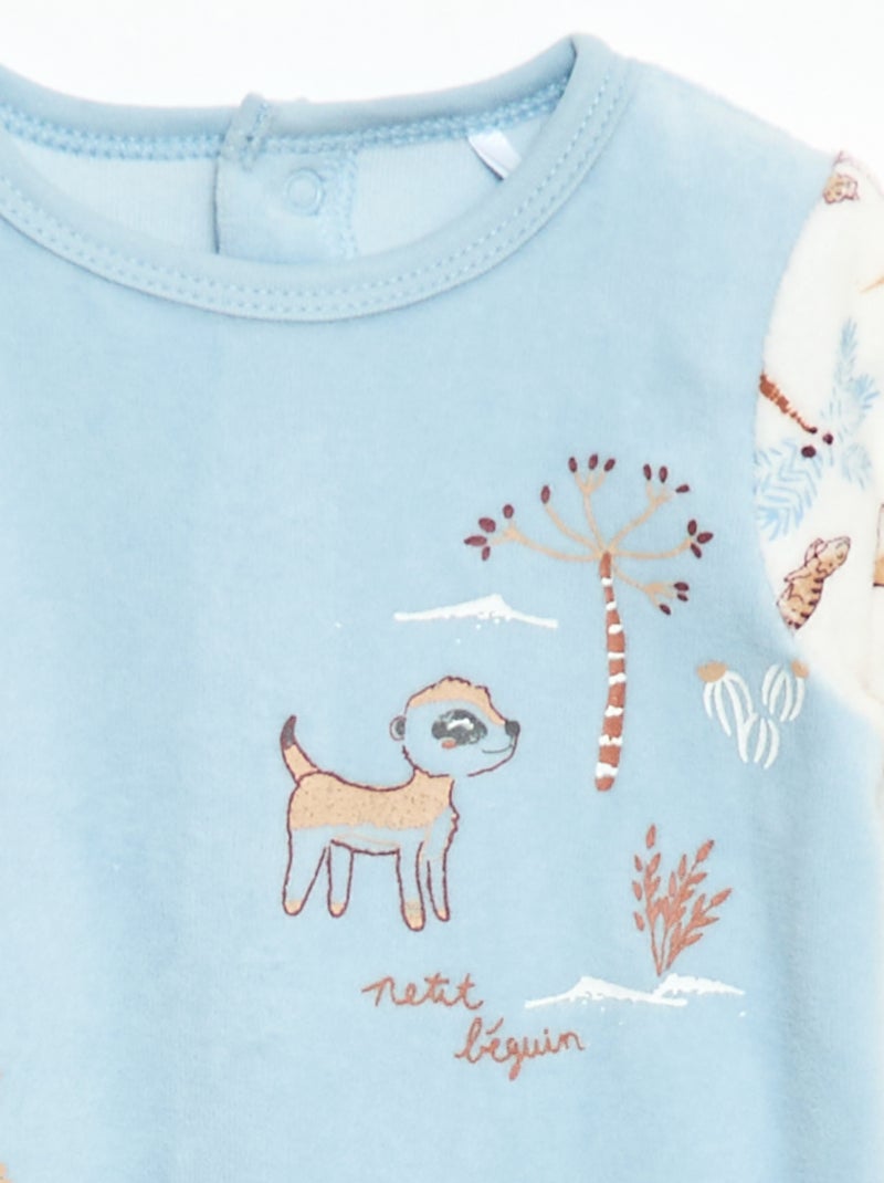 Babygrow em veludo 'Petit Beguin' Azul - Kiabi