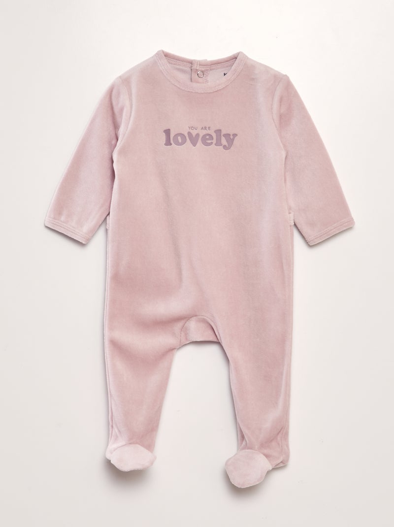 Babygrow em veludo ROSA - Kiabi