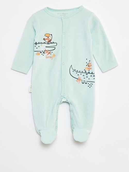 Babygrow estampado de veludo com pés - Kiabi