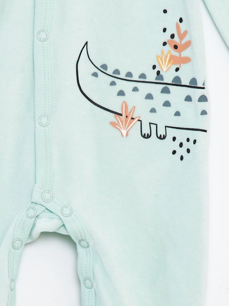 Babygrow estampado de veludo com pés Azul - Kiabi