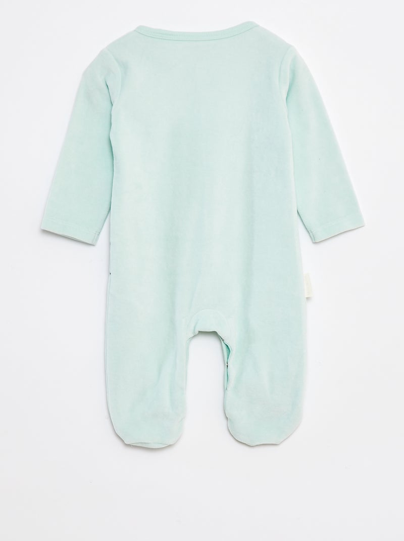 Babygrow estampado de veludo com pés Azul - Kiabi