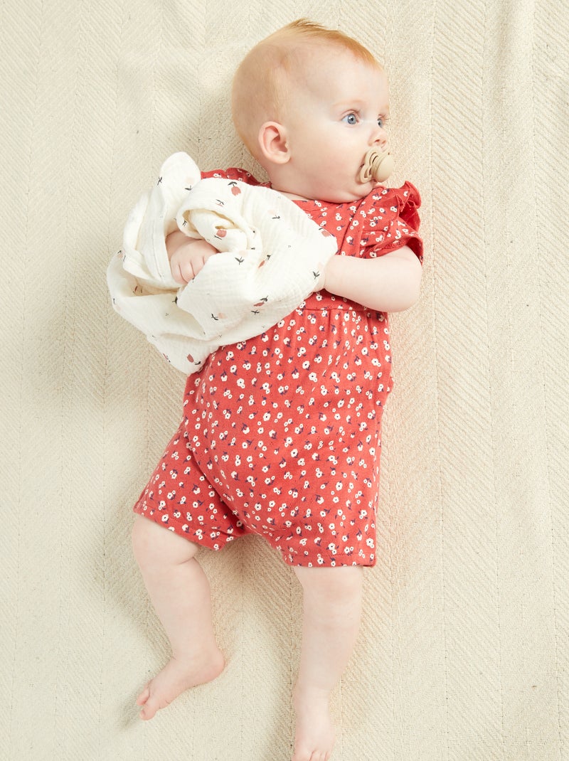 Babygrow estilo bloomer com estampado florido VERMELHO - Kiabi