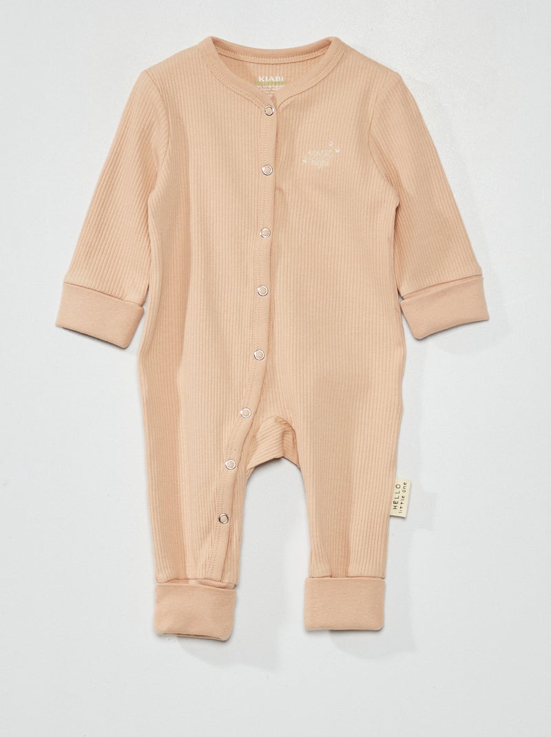 Babygrow evolutivo com dobra nos tornozelos e nos punhos BEGE - Kiabi