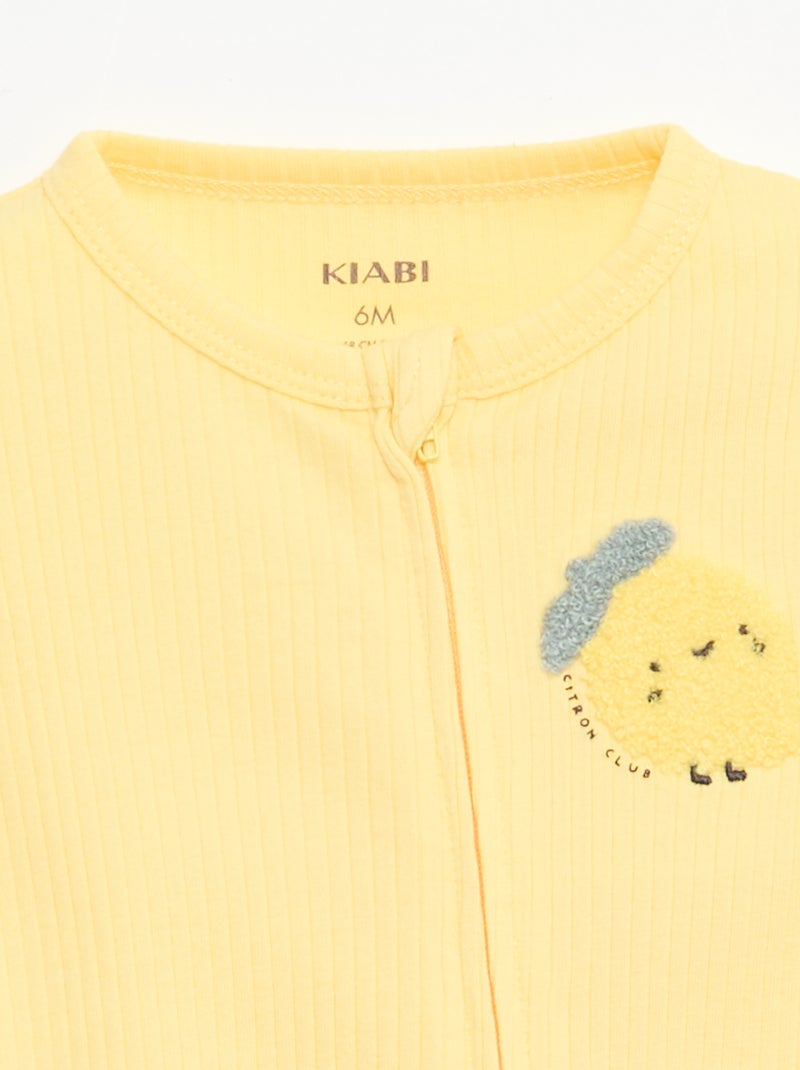 Babygrow leve com fecho de correr e mangas curtas Amarelo - Kiabi