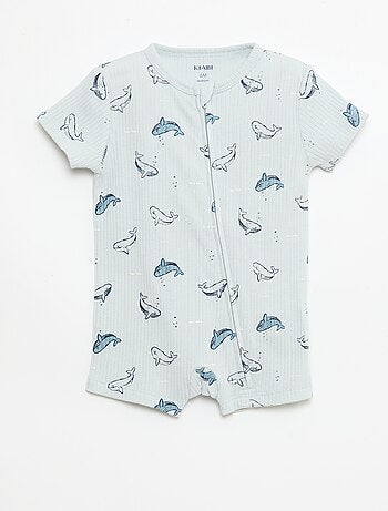 Babygrow leve com fecho éclair e estampado total de manga curta