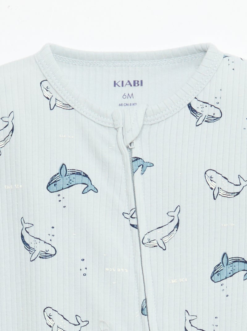 Babygrow leve com fecho éclair e estampado total de manga curta Azul - Kiabi