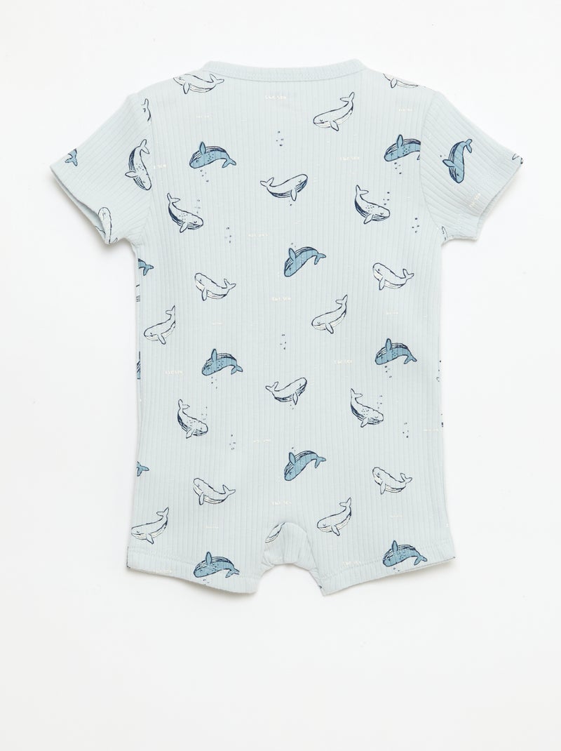 Babygrow leve com fecho éclair e estampado total de manga curta Azul - Kiabi