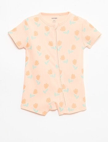 Babygrow leve com fecho éclair e estampado total de manga curta