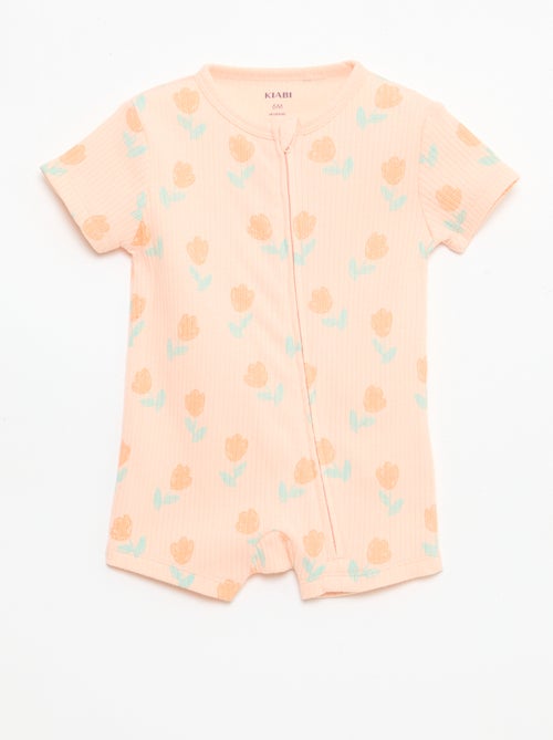 Babygrow leve com fecho éclair e estampado total de manga curta - Kiabi