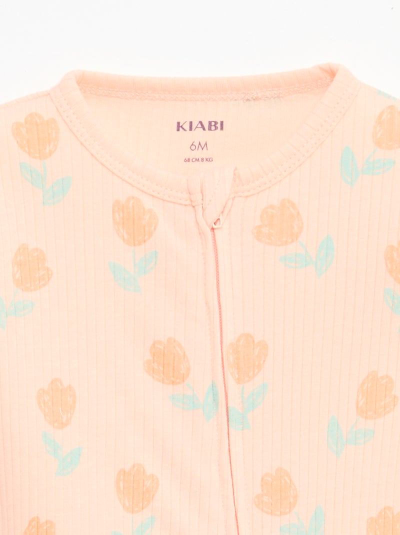 Babygrow leve com fecho éclair e estampado total de manga curta Laranja - Kiabi