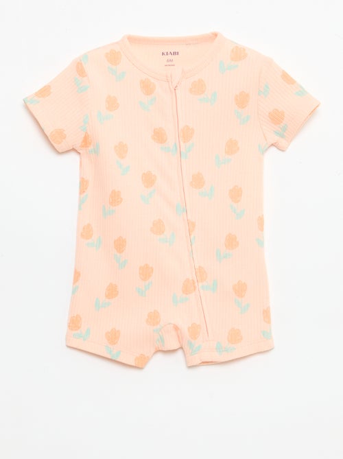 Babygrow leve com fecho éclair e estampado total de manga curta - Kiabi