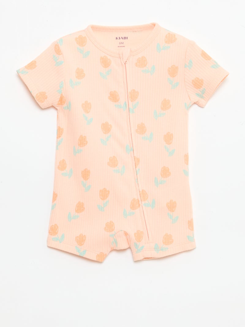 Babygrow leve com fecho éclair e estampado total de manga curta Laranja - Kiabi