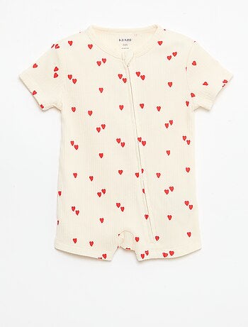 Babygrow leve com fecho éclair e estampado total de manga curta