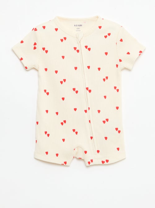 Babygrow leve com fecho éclair, manga curta e estampado integral - Kiabi