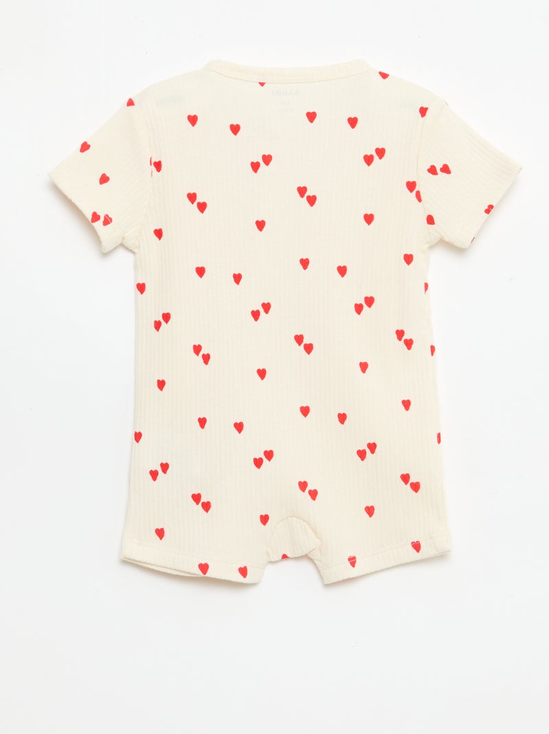 Babygrow leve com fecho éclair, manga curta e estampado integral Bege - Kiabi