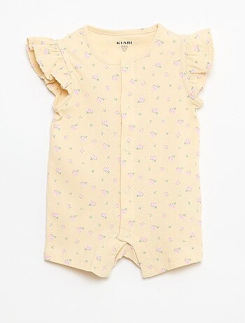 Babygrow leve curto com folhos em algodão