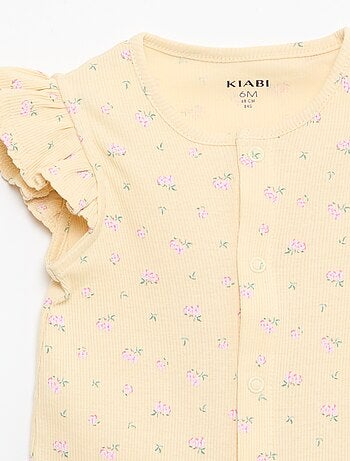 Babygrow leve curto com folhos em algodão