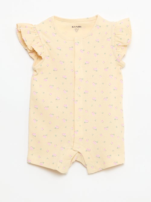 Babygrow leve curto com folhos em algodão - Kiabi