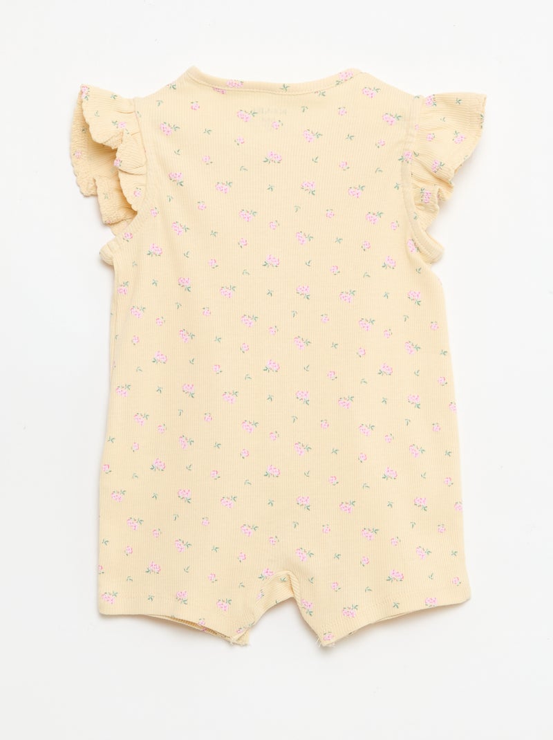 Babygrow leve curto com folhos em algodão Bege - Kiabi