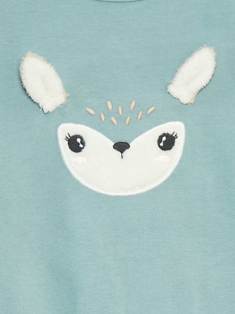 Babygrow 'Raposa' com abertura com molas de pressão atrás Azul - Kiabi