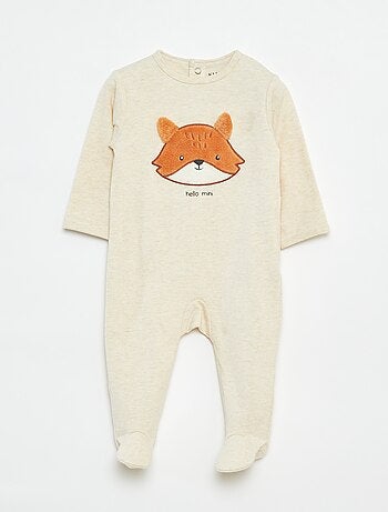 Babygrow 'Raposa' com abertura com molas de pressão atrás