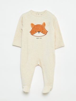 Babygrow 'Raposa' com abertura com molas de pressão atrás
