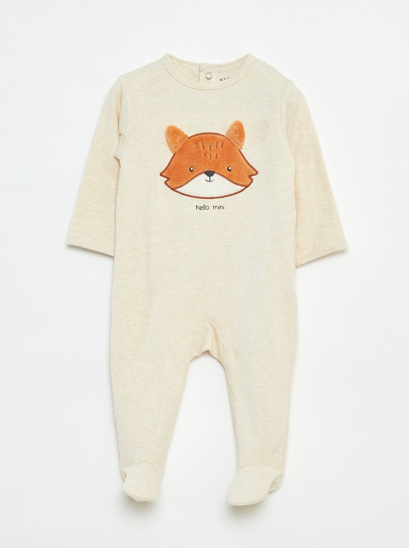 Babygrow 'Raposa' com abertura com molas de pressão atrás Bege - Kiabi